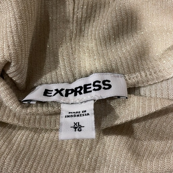 EUC Express women’s gold shimmer turtleneck top XL - Picture 5 of 6